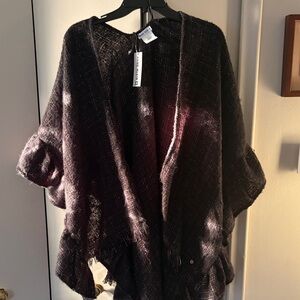 Anne Klein Plum Open-Front Plush Cardigan